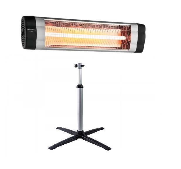 Radiator electric cu infrarosu Hausberg HB-8551AL, 2500W, 1 tub quartz, control reglabil cu termostat mecanic, protectie IP34, Aluminiu + Suport HB-87